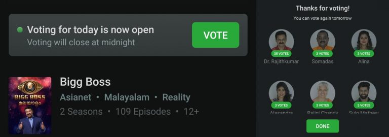 bigg boss 2 malayalam official voting mechanism